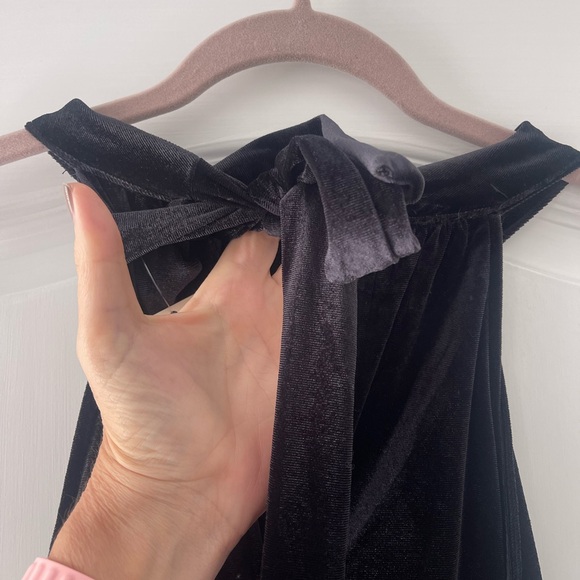 A New Day Velour Velvet Halter Neck Wide Leg Jumpsuit Pockets Black Size XXL NWT - Picture 6 of 9